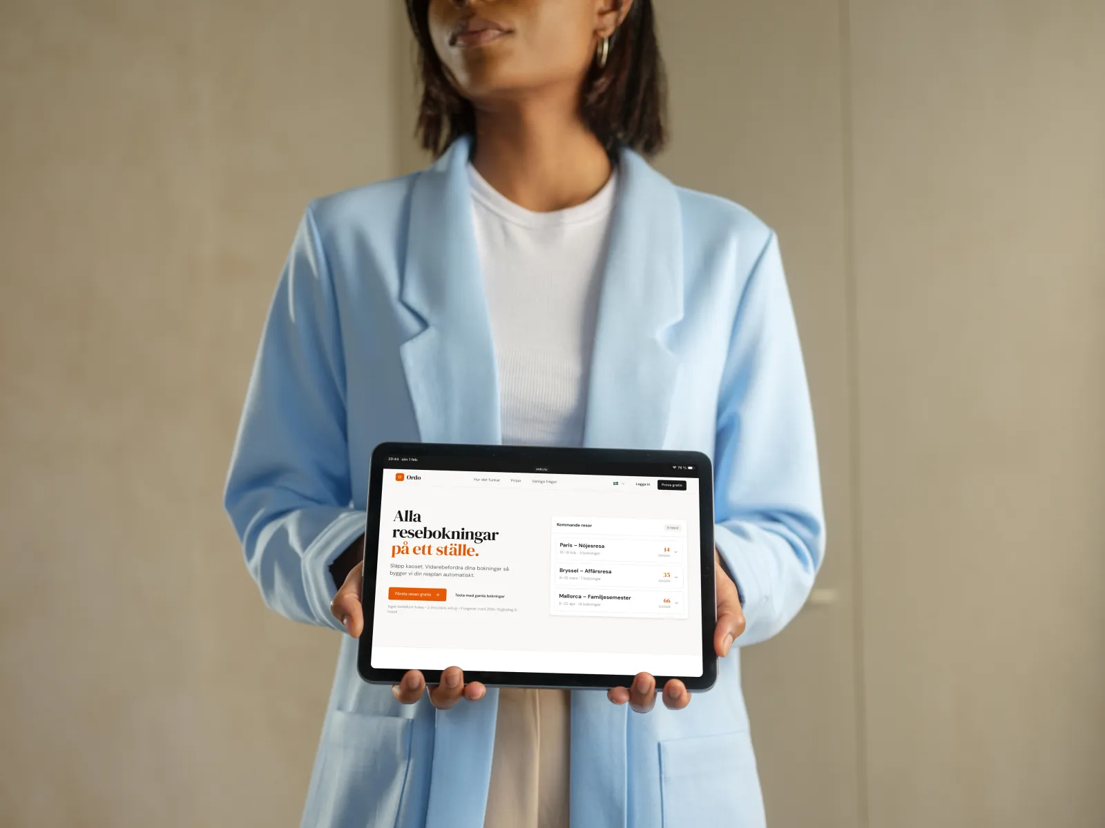 Ordo tidslinje över en resa på iPad
